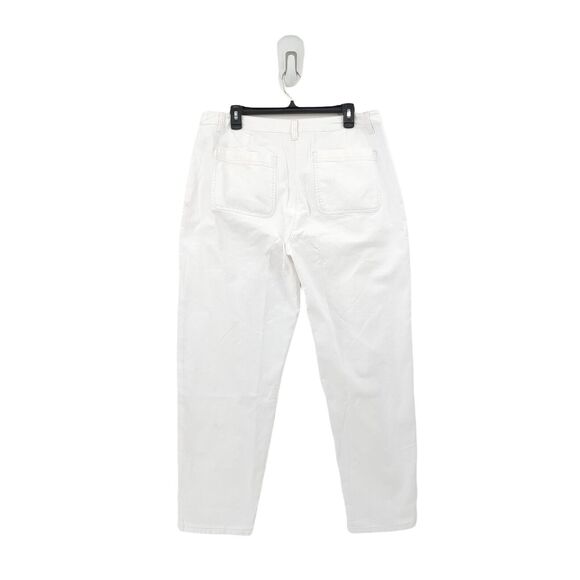 Eileen Fisher Women 14 Cotton Hemp Tapered Pants White High Waist Relax FLAW - Picture 6 of 9